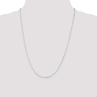 24" Sterling Silver 1.15mm Square Fancy Beaded Chain Necklace