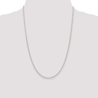 24" Sterling Silver 2.5mm Flat Open Oval Cable Chain Necklace