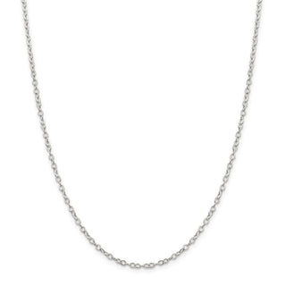 24" Sterling Silver 2.5mm Flat Open Oval Cable Chain Necklace