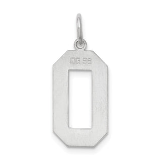 Sterling Silver Rhodium-plated Large Polished Number 0 Charm