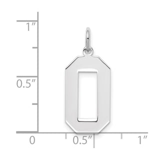 Sterling Silver Rhodium-plated Large Polished Number 0 Charm
