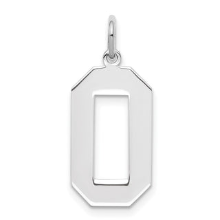 Sterling Silver Rhodium-plated Large Polished Number 0 Charm