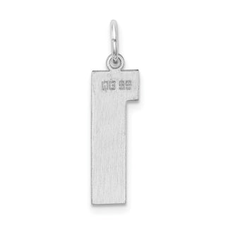 Sterling Silver Rhodium-plated Large Polished Number 1 Charm