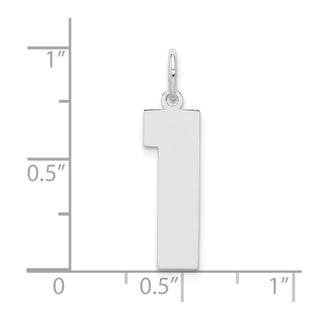 Sterling Silver Rhodium-plated Large Polished Number 1 Charm
