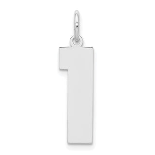 Sterling Silver Rhodium-plated Large Polished Number 1 Charm