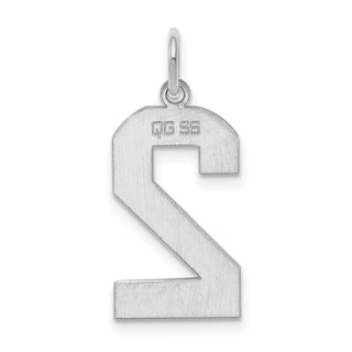 Sterling Silver Rhodium-plated Large Polished Number 2 Charm