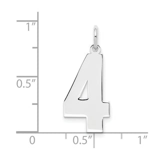 Sterling Silver Rhodium-plated Large Polished Number 4 Charm
