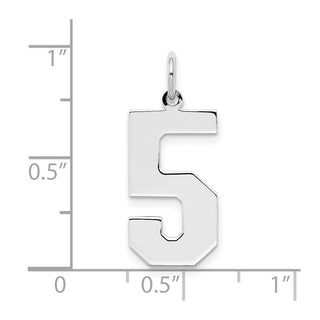 Sterling Silver Rhodium-plated Large Polished Number 5 Charm