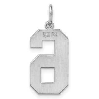 Sterling Silver Rhodium-plated Large Polished Number 6 Charm