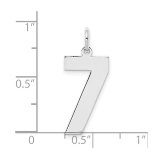 Sterling Silver Rhodium-plated Large Polished Number 7 Charm