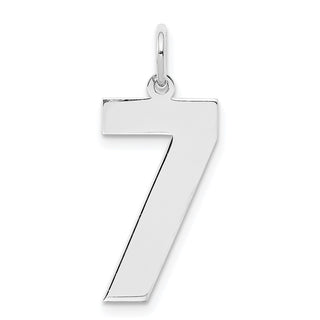 Sterling Silver Rhodium-plated Large Polished Number 7 Charm