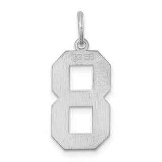 Sterling Silver Rhodium-plated Large Polished Number 8 Charm