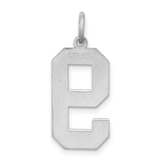 Sterling Silver Rhodium-plated Large Polished Number 9 Charm