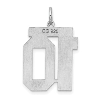 Sterling Silver Rhodium-plated Large Polished Number 10 Charm