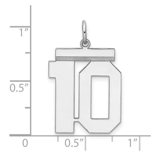 Sterling Silver Rhodium-plated Large Polished Number 10 Charm