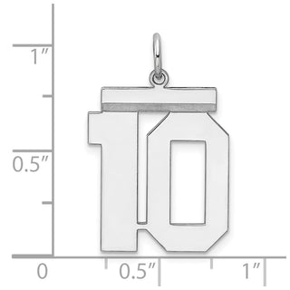 Sterling Silver Rhodium-plated Large Polished Number 10 Charm
