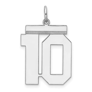 Sterling Silver Rhodium-plated Large Polished Number 10 Charm
