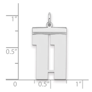 Sterling Silver Rhodium-plated Large Polished Number 11 Charm