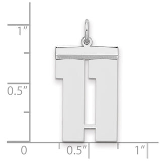 Sterling Silver Rhodium-plated Large Polished Number 11 Charm