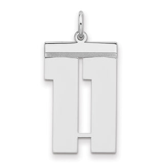 Sterling Silver Rhodium-plated Large Polished Number 11 Charm