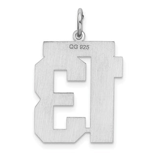 Sterling Silver Rhodium-plated Large Polished Number 13 Charm