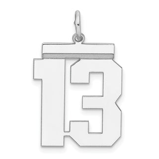 Sterling Silver Rhodium-plated Large Polished Number 13 Charm
