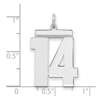 Sterling Silver Rhodium-plated Large Polished Number 14 Charm
