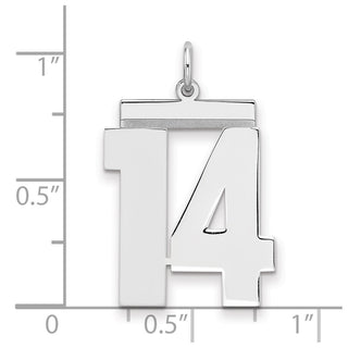 Sterling Silver Rhodium-plated Large Polished Number 14 Charm