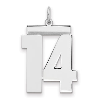 Sterling Silver Rhodium-plated Large Polished Number 14 Charm