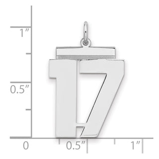 Sterling Silver Rhodium-plated Large Polished Number 17 Charm