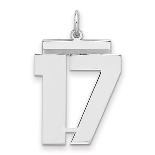 Sterling Silver Rhodium-plated Large Polished Number 17 Charm