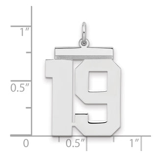Sterling Silver Rhodium-plated Large Polished Number 19 Charm