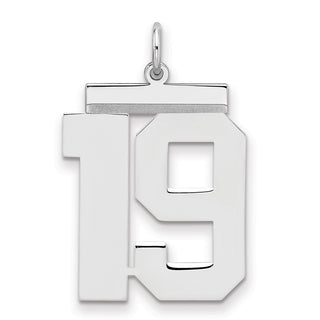 Sterling Silver Rhodium-plated Large Polished Number 19 Charm