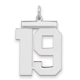 Sterling Silver Rhodium-plated Large Polished Number 19 Charm