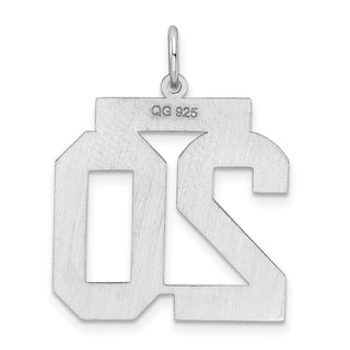 Sterling Silver Rhodium-plated Large Polished Number 20 Charm