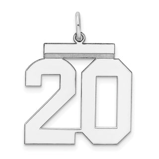 Sterling Silver Rhodium-plated Large Polished Number 20 Charm