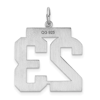Sterling Silver Rhodium-plated Large Polished Number 23 Charm