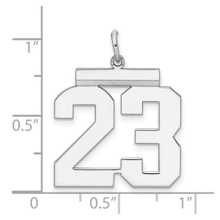 Sterling Silver Rhodium-plated Large Polished Number 23 Charm