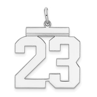 Sterling Silver Rhodium-plated Large Polished Number 23 Charm
