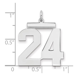 Sterling Silver Rhodium-plated Large Polished Number 24 Charm