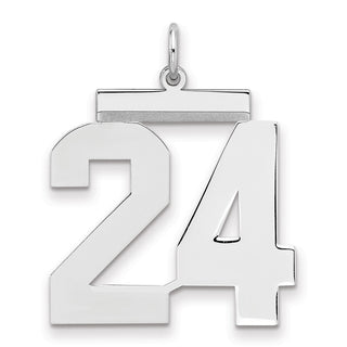 Sterling Silver Rhodium-plated Large Polished Number 24 Charm
