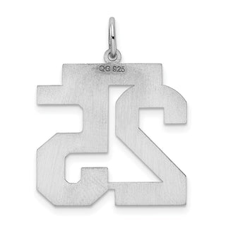 Sterling Silver Rhodium-plated Large Polished Number 25 Charm
