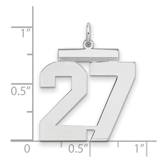 Sterling Silver Rhodium-plated Large Polished Number 27 Charm