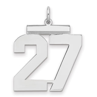 Sterling Silver Rhodium-plated Large Polished Number 27 Charm