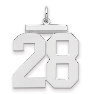 Sterling Silver Rhodium-plated Large Polished Number 28 Charm