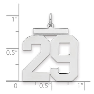 Sterling Silver Rhodium-plated Large Polished Number 29 Charm