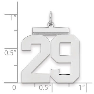 Sterling Silver Rhodium-plated Large Polished Number 29 Charm