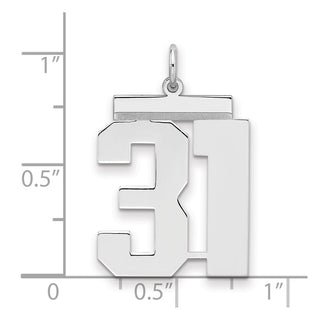 Sterling Silver Rhodium-plated Large Polished Number 31 Charm