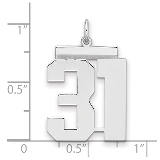 Sterling Silver Rhodium-plated Large Polished Number 31 Charm
