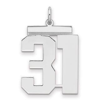 Sterling Silver Rhodium-plated Large Polished Number 31 Charm
